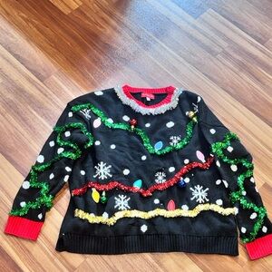 Holiday Black Sweater with Festive Accents
